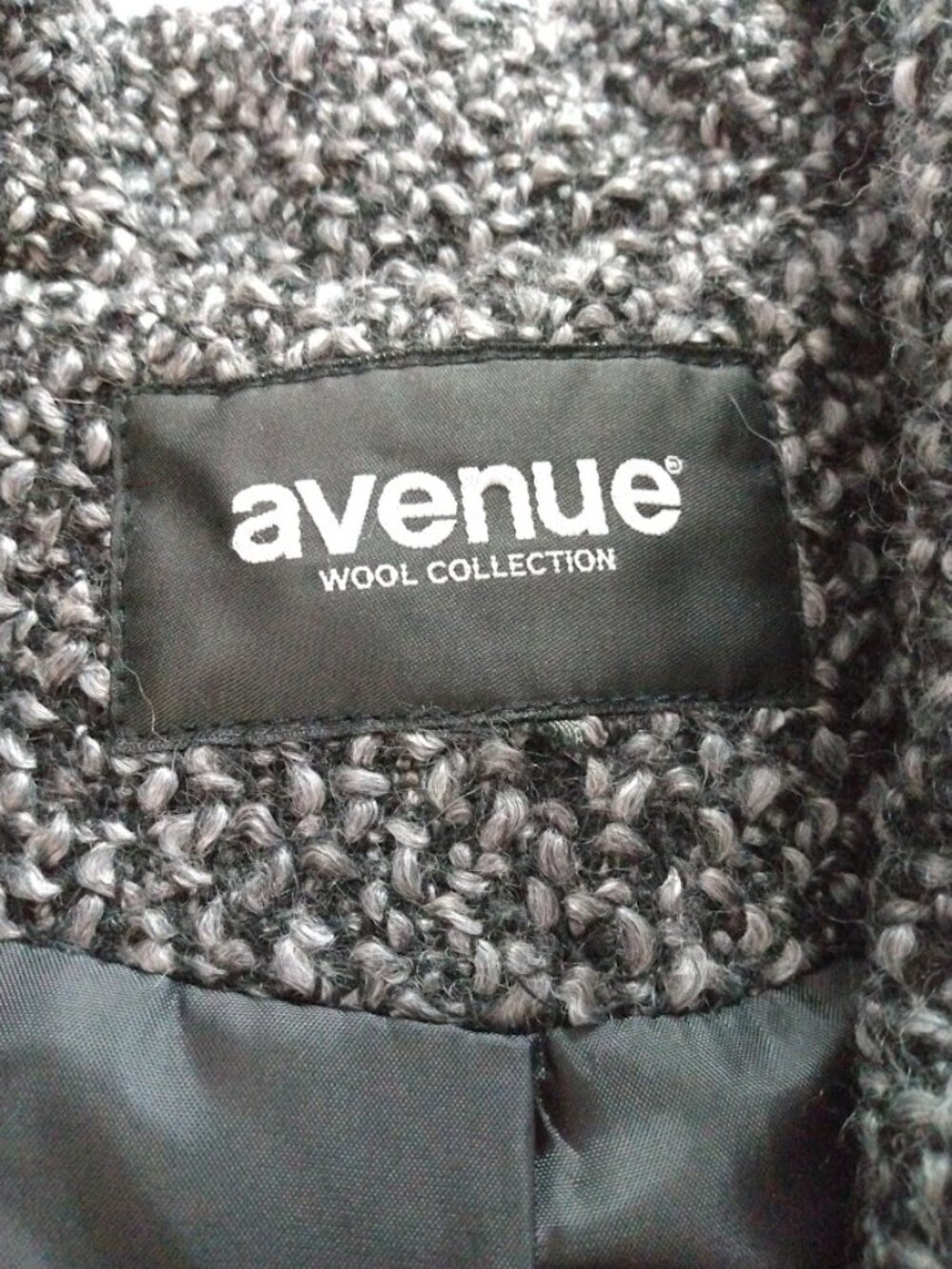 Vintage Avenue Wool Blend Coat Boucle Tweed Size 3X Mid Length Gray & Black - Picture 8 of 12